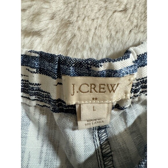 J Crew Factory Shorts Size L Ikat Print Linen Blend Blue White Beach Boho EUC - Picture 5 of 8
